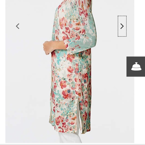 J.Jill Open Front Linen Cardigan Blossom Garden - Picture 4 of 8